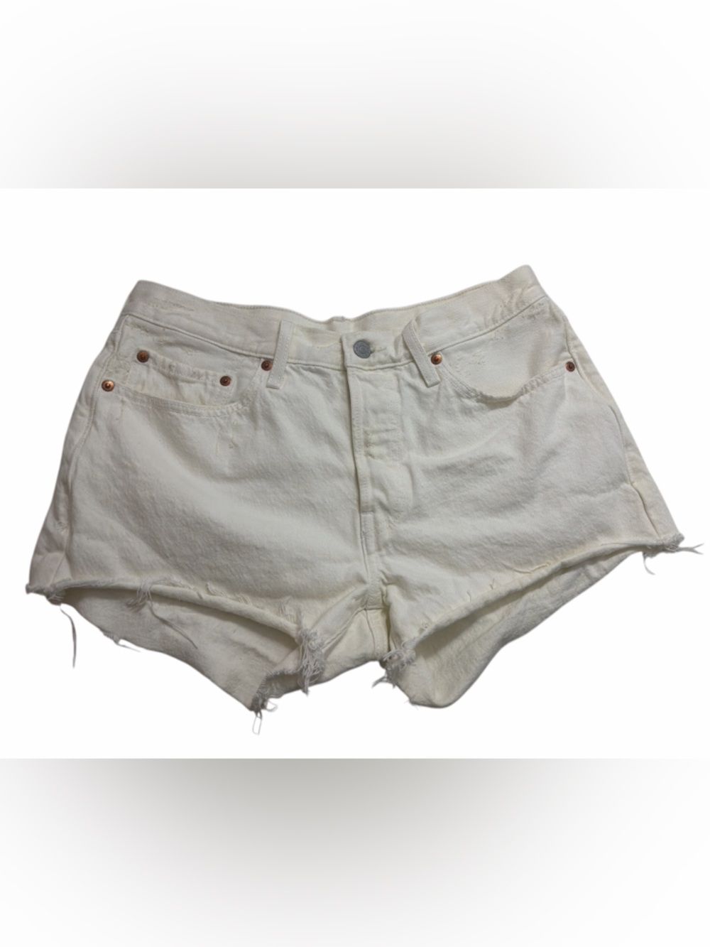 Levi’s Premium - 501 Mid rise cut off raw hem denim shorts